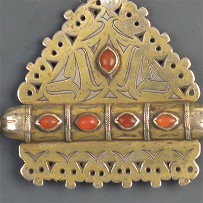 Silver Turkman "Mountain" Pendant with Gold Wash