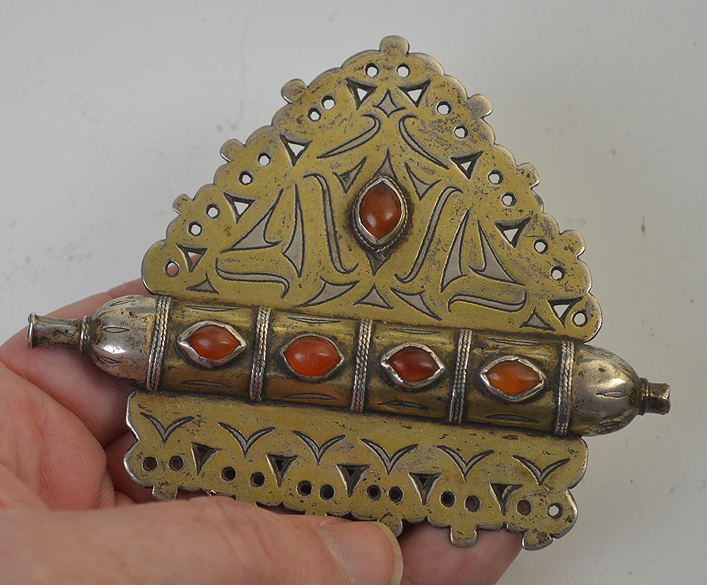 Silver Turkman "Mountain" Pendant with Gold Wash