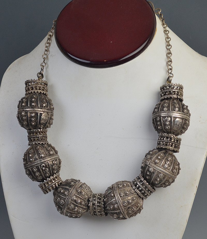 Yemen Silver Bead Necklace - Finished Necklace